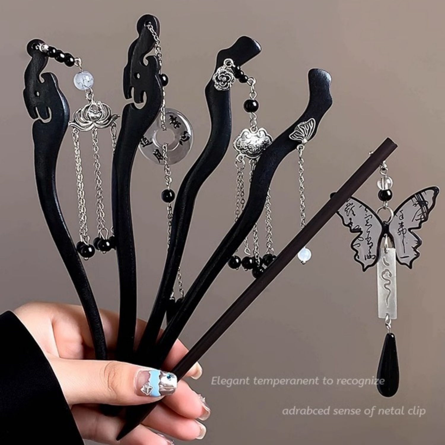 Hair Fork Stick - ضوء فاخر خشبي شرابة دبوس الشعر