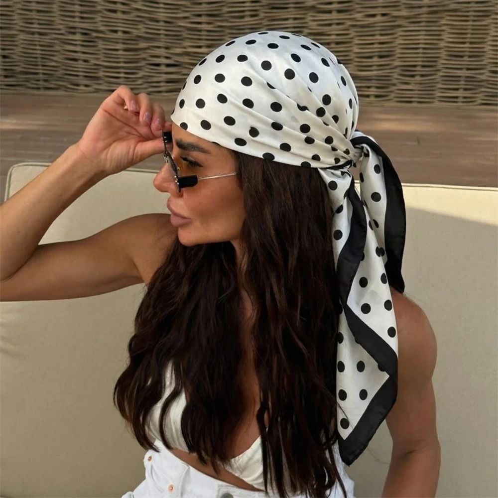 Women'S Y2K Accessories - وشاح أنيق مطبوع بنقاط هندسية على
