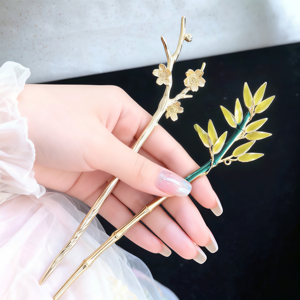 Hair Fork Stick - دبابيس شعر من سبيكة المينا للنساء،