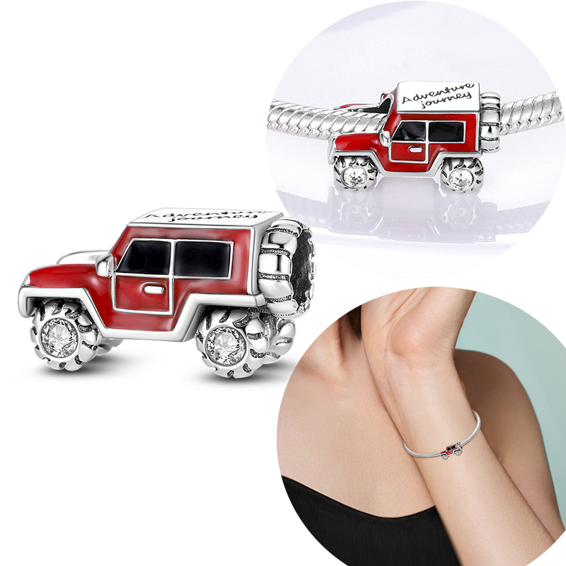 Women'S Jeep Accessories - الأصلي 925 فضة سحر SUV الأحمر