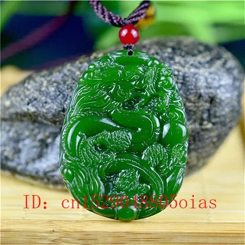 Women Accessories Jewelry - قلادة التنين اليشم الصيني ، الأخضر