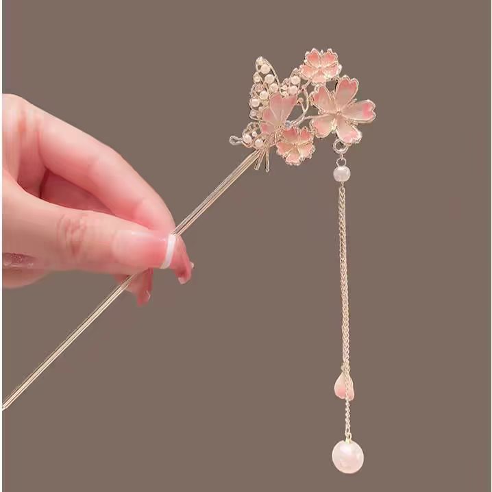 Hair Fork Stick - دبوس شعر ساكورا بتصميم راقٍ، دبوس