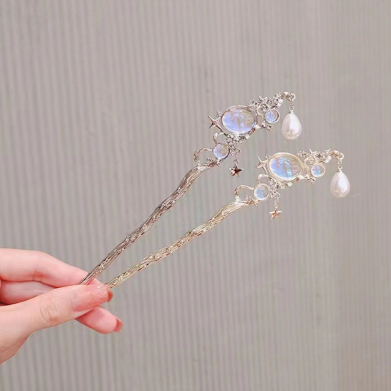 دبوس شعر من حجر القمر مع نجمة  - مراجعة Hair Fork Stick وسعره