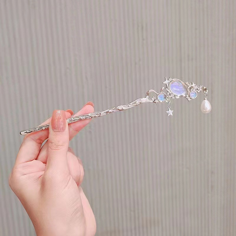 دبوس شعر من حجر القمر مع نجمة  - مراجعة Hair Fork Stick وسعره