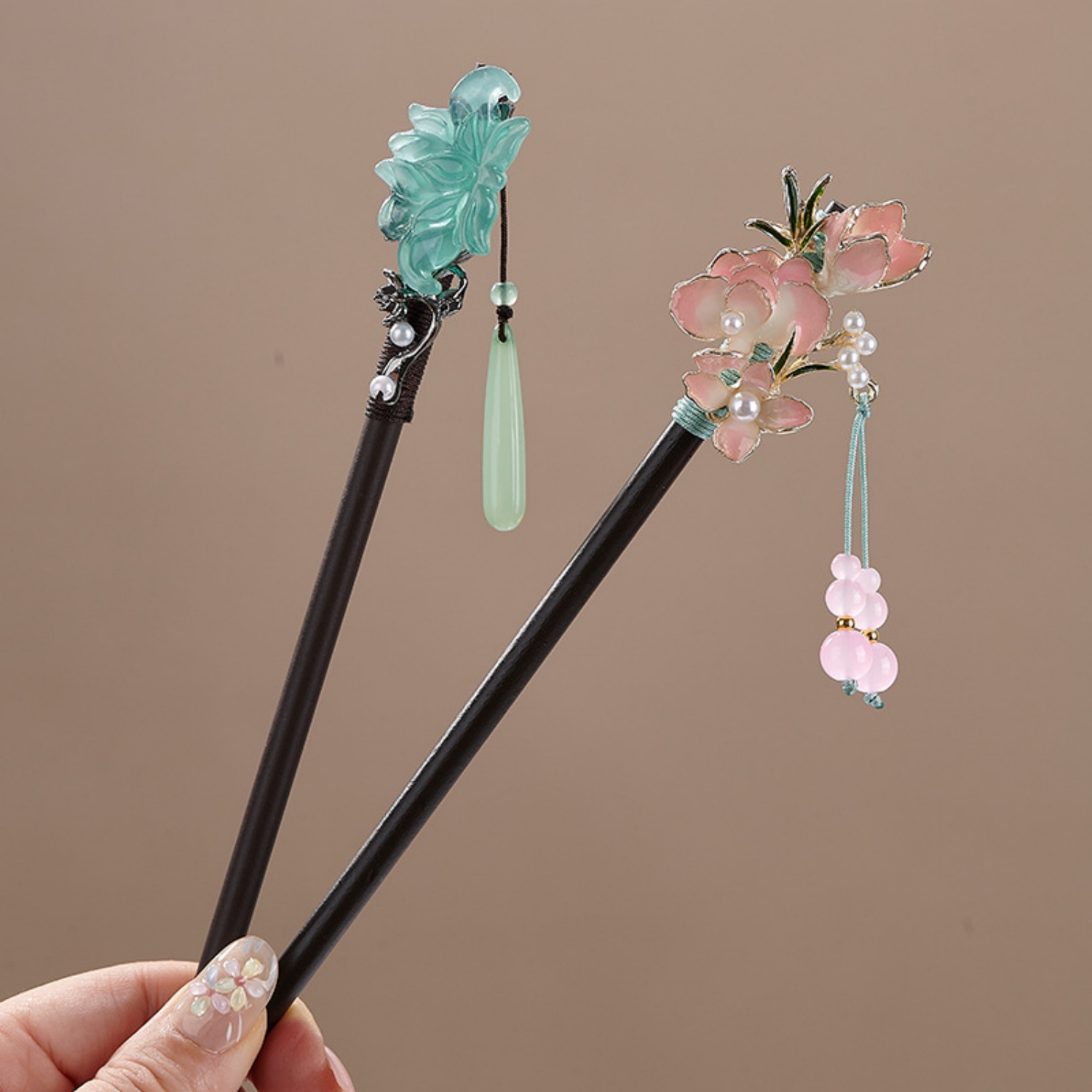 دبوس شعر خشبي بتصميم زهور عتيق - مراجعة Hair Fork Stick وسعره