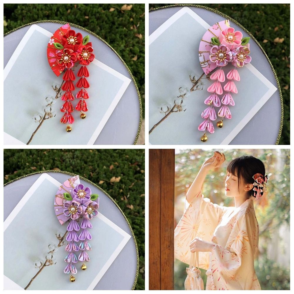 مشبك شعر على شكل مروحة بشرابات - مراجعة Women'S Kimono Accessories وسعره