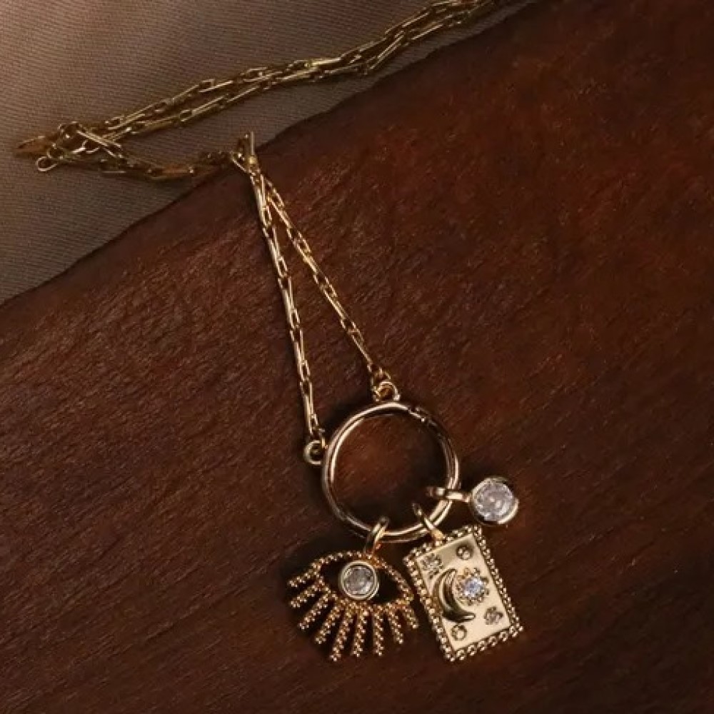 داينتي الشمس القمر ستار الصليب - مراجعة Charm Necklace Dainty وسعره