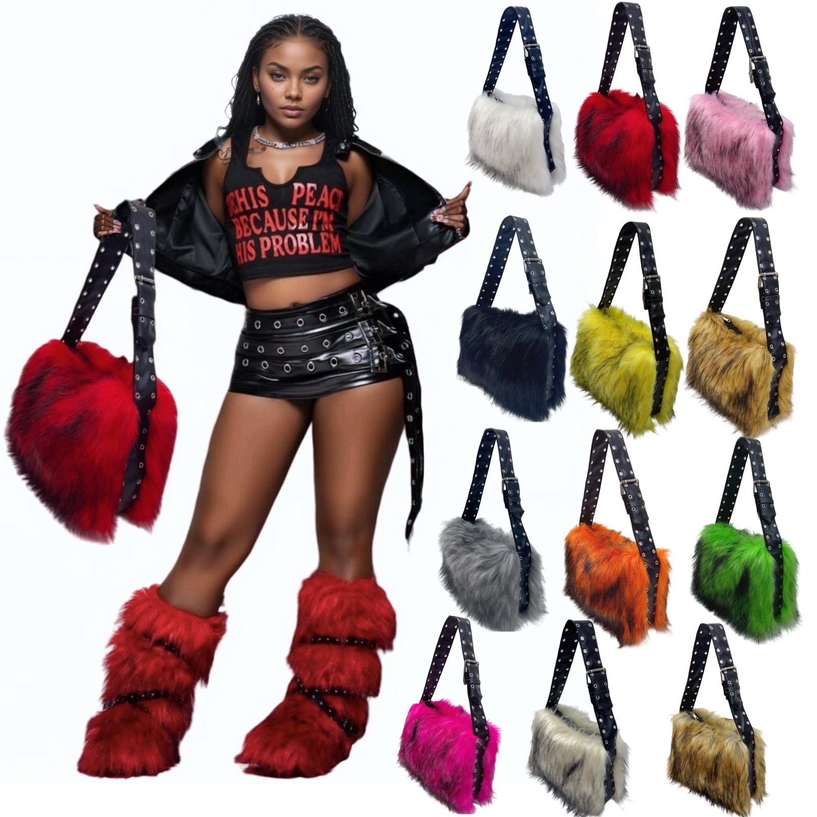حقيبة نسائية من الفرو الصناعي  - مراجعة Women'S Y2K Accessories وسعره